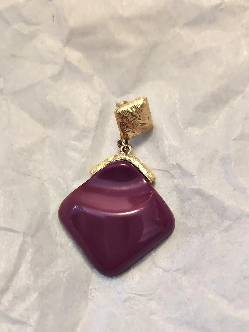 Vintage Trifari Purple & Gold Dangle Statement Earring Y2K - Single piece only